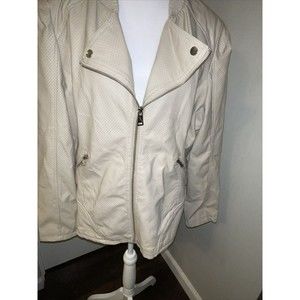 Therapy Faux Leather Jacket Bomber Full Zip Women's Size 2x XXL Cream Color